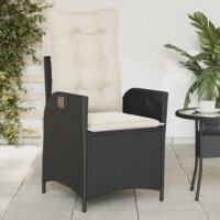 Havestole Med Lænefunktion Og Hynder Polyrattan - 1 / Sort og cremefarvet / Uden fodskammel