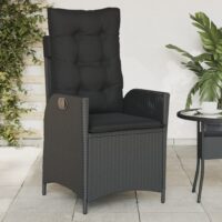 Havestole Med Lænefunktion Og Hynder Polyrattan – 1 / Sort / Uden fodskammel