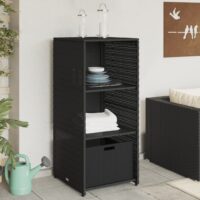 Opbevaringsskab Til Haven 50x55x115 Cm Polyrattan - Sort