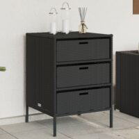 Opbevaringsskab Til Haven Polyrattan – Sort / 55 x 59 x 80 cm