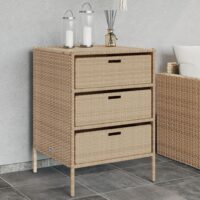 Opbevaringsskab Til Haven Polyrattan – Beige / 55 x 59 x 80 cm