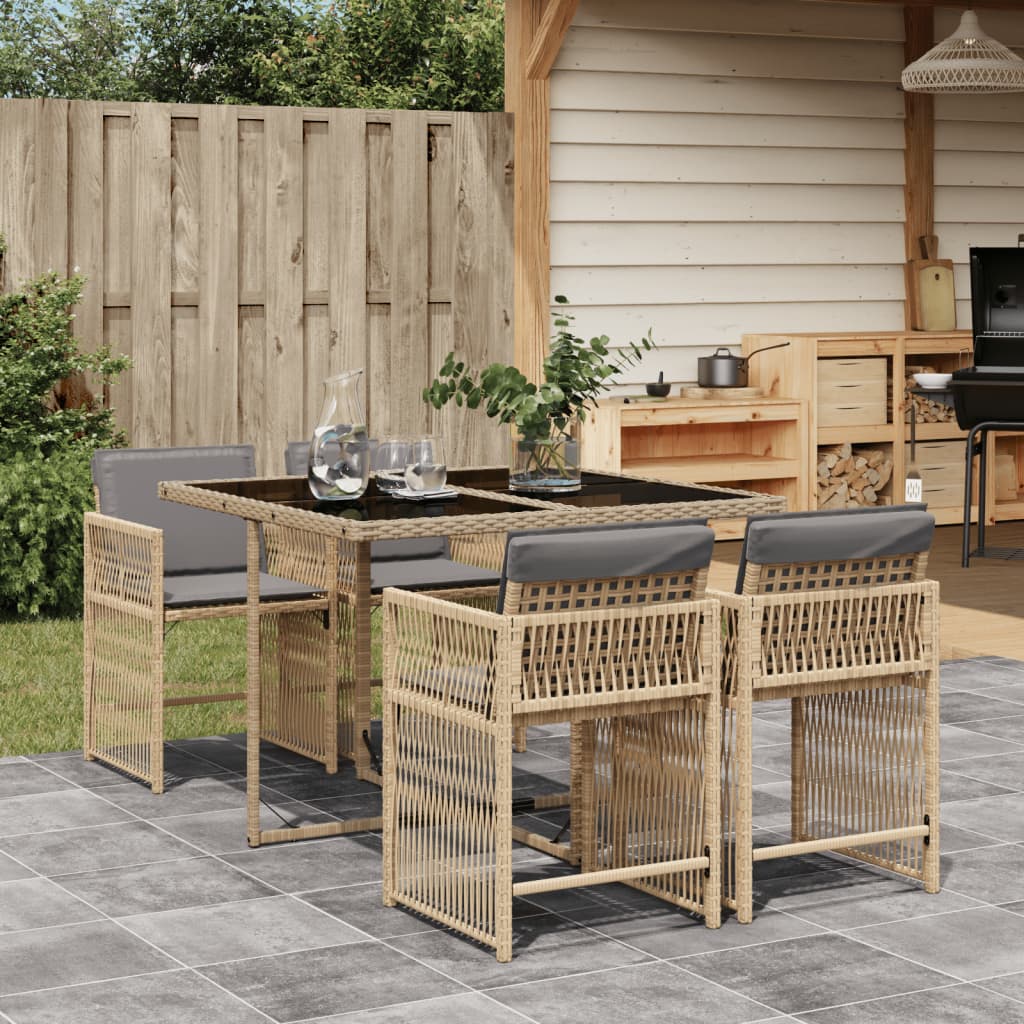 Spisebordssæt Til Haven 11 Dele Med Hynder Polyrattan - 4 / Blandet beige