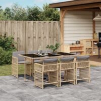 Spisebordssæt Til Haven 11 Dele Med Hynder Polyrattan – 6 / Blandet beige
