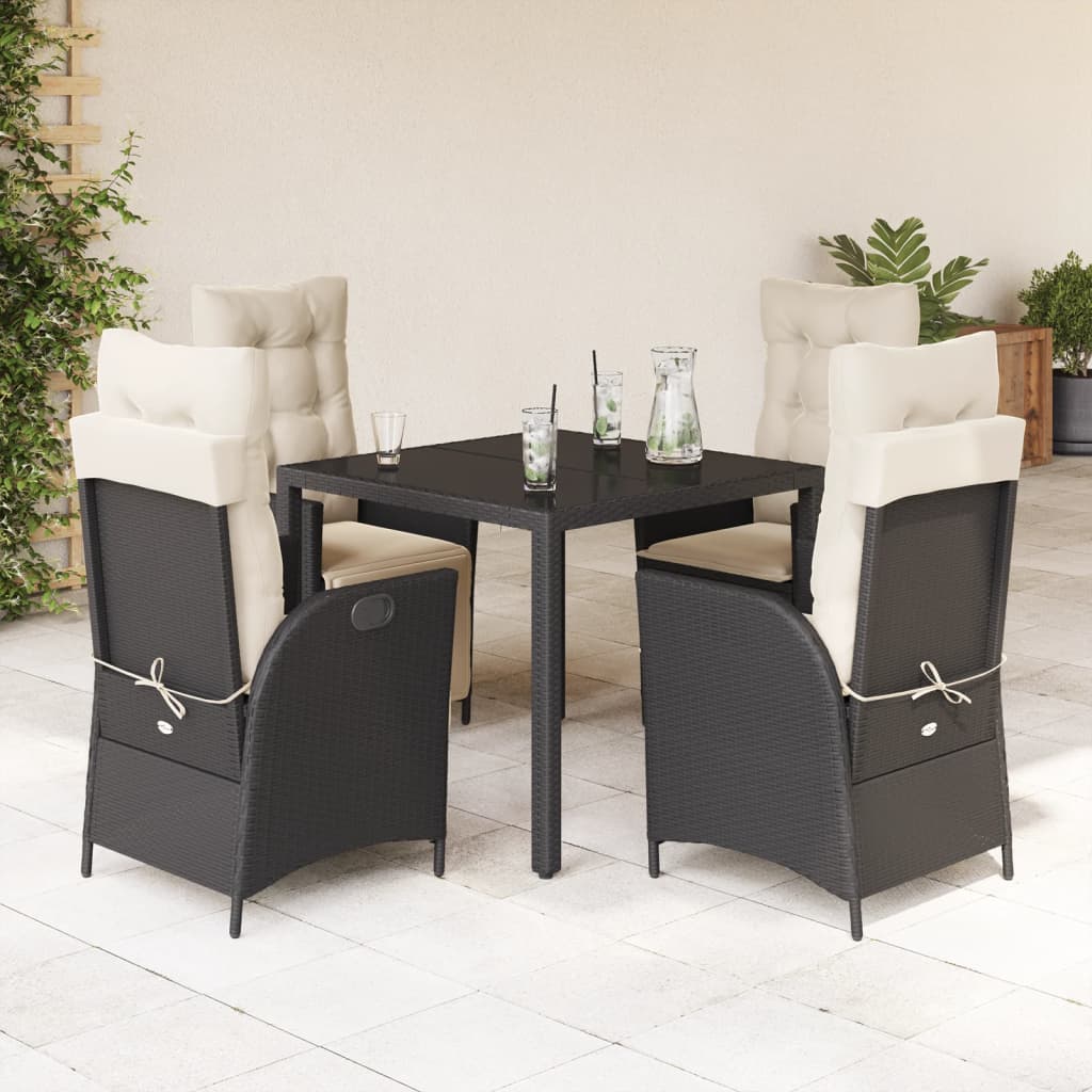 Spisebordssæt Til Haven 9 Dele Med Hynder Polyrattan - 4 / Med fodskammel / 90 x 90 x 75 cm