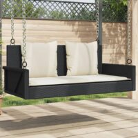 Gyngebænk 119x56x48 Cm Polyrattan – Sort / Ja