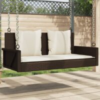 Gyngebænk 119x56x48 Cm Polyrattan – Brun / Ja