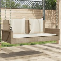 Gyngebænk 119x56x48 Cm Polyrattan – Beige / Ja