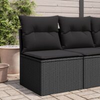 Havestol Med Hynder Uden Armlæn Polyrattan – Sort / Midtersofa