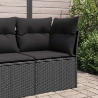 Havestol Med Hynder Uden Armlæn Polyrattan – Sort / Hjørnesofa