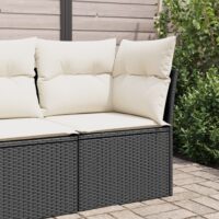 Havestol Med Hynder Uden Armlæn Polyrattan – Sort og cremefarvet / Hjørnesofa