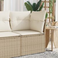 Havestol Med Hynder Uden Armlæn Polyrattan – Beige / Hjørnesofa