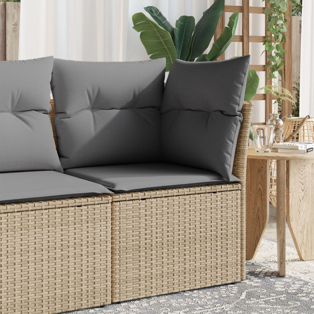 Havestol Med Hynder Uden Armlæn Polyrattan - beige og grå / Midtersofa