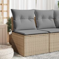 Havestol Med Hynder Uden Armlæn Polyrattan – beige og grå / Hjørnesofa