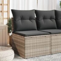 Havestol Med Hynder Uden Armlæn Polyrattan – Lysegrå / Midtersofa