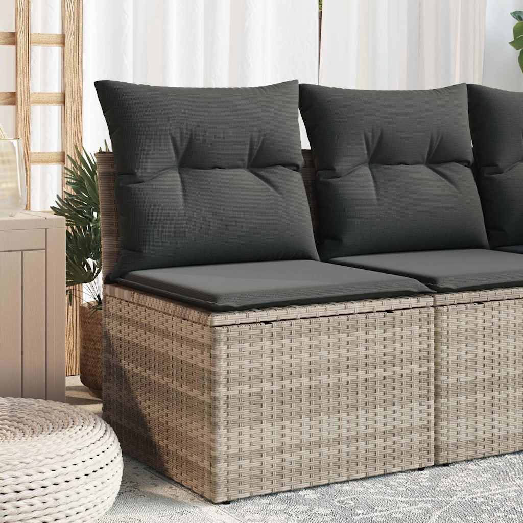 Havestol Med Hynder Uden Armlæn Polyrattan - Lysegrå / Midtersofa