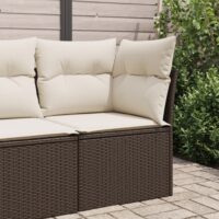 Havestol Med Hynder Uden Armlæn Polyrattan – Brun / Hjørnesofa