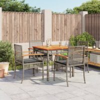 Spisebordssæt Til Haven 5 Dele Med Hynder Polyrattan – 4 / Stol / 80 cm bordlængde