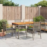 Spisebordssæt Til Haven 5 Dele Med Hynder Polyrattan – 4 / Stol / 140 cm bordlængde