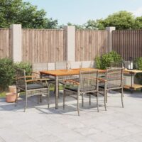 Spisebordssæt Til Haven 5 Dele Med Hynder Polyrattan – 6 / Stol / 140 cm bordlængde