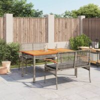 Spisebordssæt Til Haven 5 Dele Med Hynder Polyrattan – 4 / bænk / 140 cm bordlængde