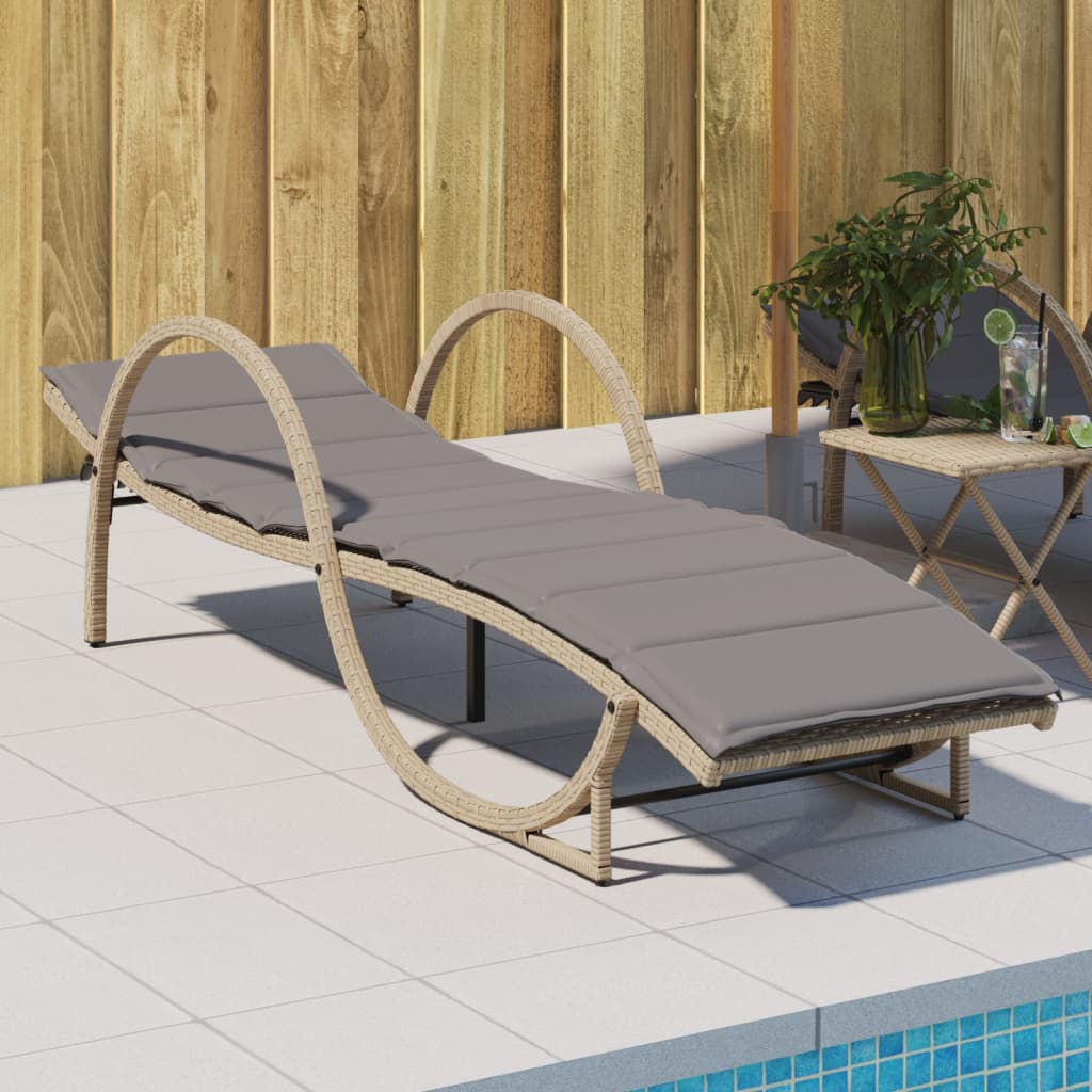 Liggestol Med Hynde 60x199x42 Cm Polyrattan - 1 / Beige