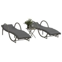 Liggestol Med Hynde 60x199x42 Cm Polyrattan – 2 / Grå