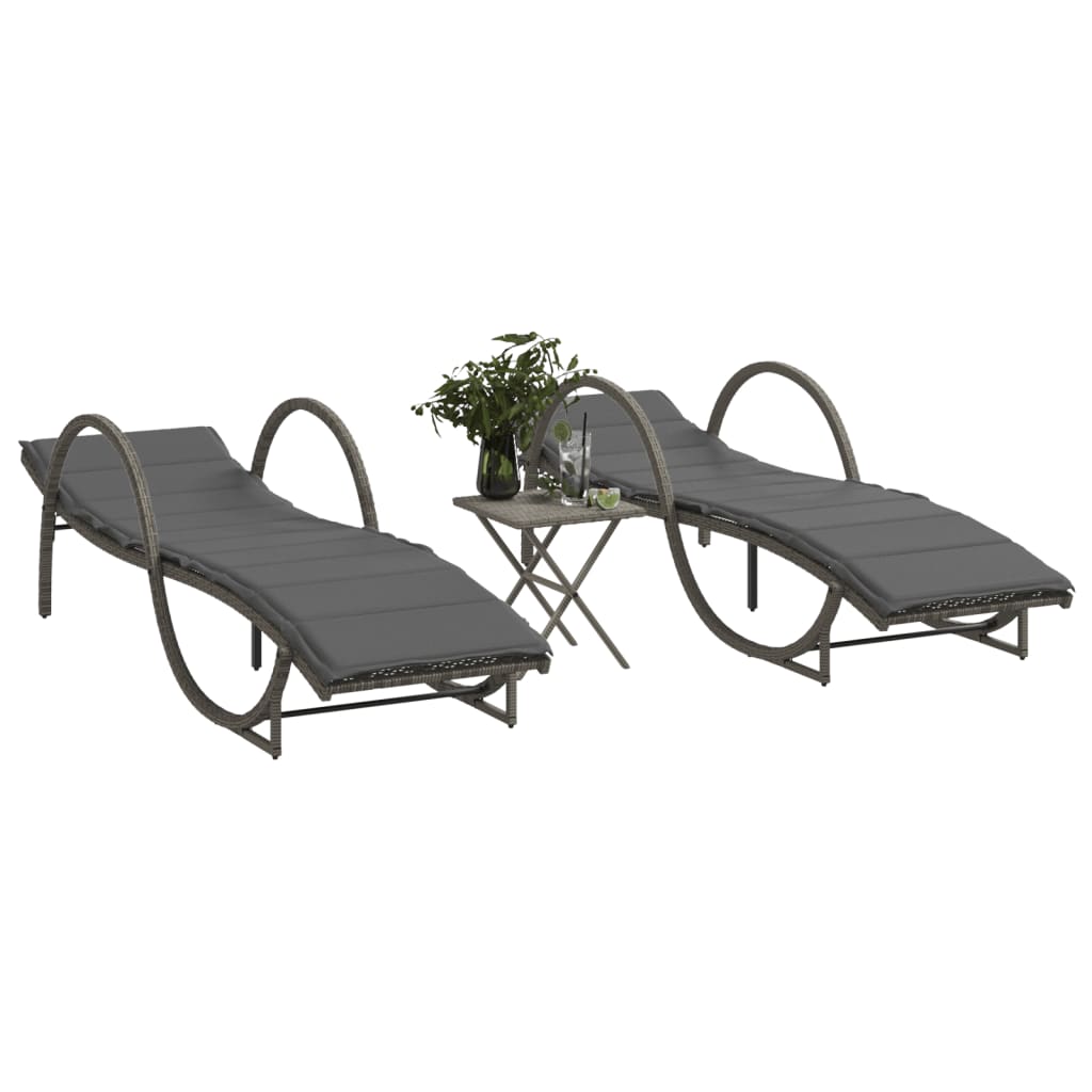 Liggestol Med Hynde 60x199x42 Cm Polyrattan - 2 / Grå