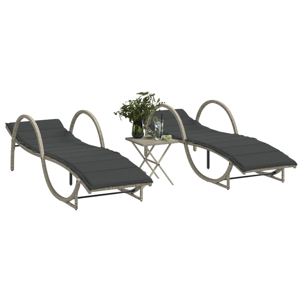 Liggestol Med Hynde 60x199x42 Cm Polyrattan - 2 / Lysegrå