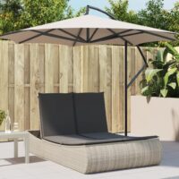 Solseng Med Hynder Polyrattan – Lysegrå