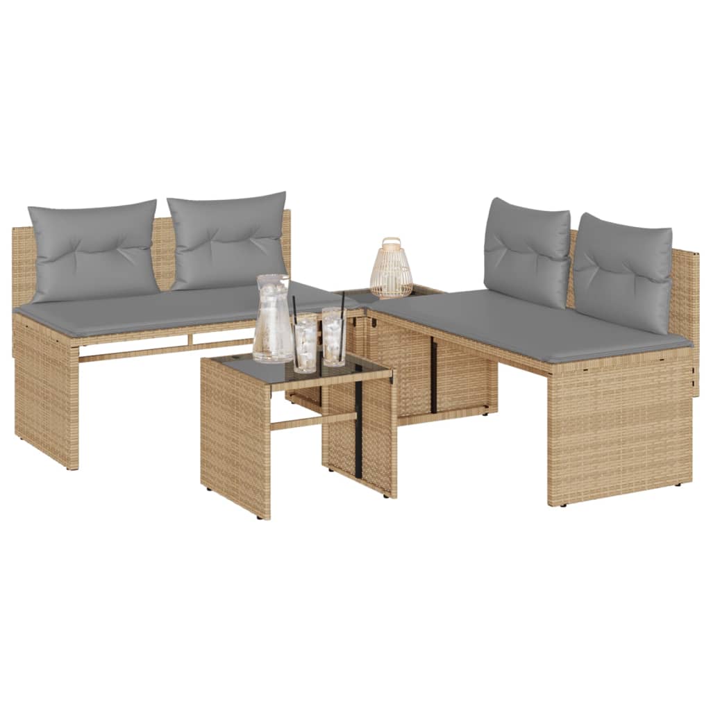 Sofasæt Til Haven 4 Dele Med Hynder Polyrattan - beige og grå