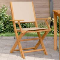 Havestole Massivt Akacietræ Og Stof – 2 / Beige