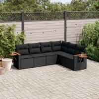 Sofasæt Til Haven 6 Dele Med Hynder Polyrattan – Sort / Uden bord