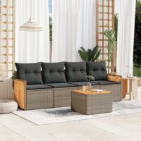 Sofasæt Til Haven 4 Dele Med Hynder Polyrattan – Grå / Med bord