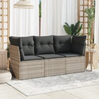 Sofasæt Til Haven 3 Dele Med Hynder Polyrattan - Lysegrå / Uden bord