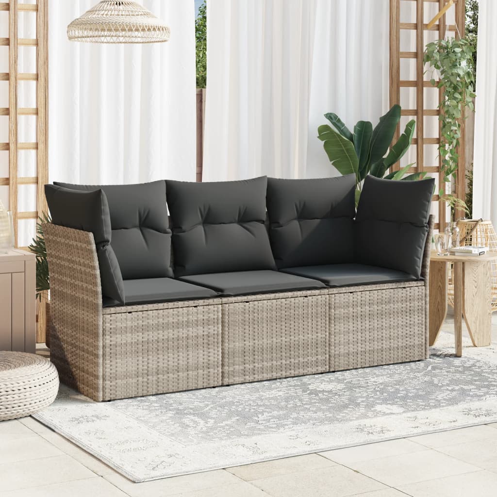 Sofasæt Til Haven 3 Dele Med Hynder Polyrattan - Lysegrå / Uden bord
