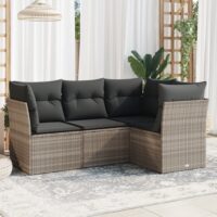 Sofasæt Til Haven 4 Dele Med Hynder Polyrattan - Lysegrå / Uden bord