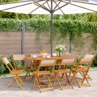 Bistrostole Massivt Akacietræ Og Stof – 8 / Beige