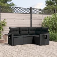 Sofasæt Til Haven 4 Dele Med Hynder Polyrattan – Sort / Uden bord