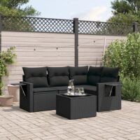 Sofasæt Til Haven 4 Dele Med Hynder Polyrattan – Sort / Med bord