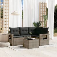 Sofasæt Til Haven 4 Dele Med Hynder Polyrattan – Grå / Med bord