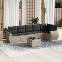 Sofasæt Til Haven 6 Dele Med Hynder Polyrattan – Lysegrå / Uden bord