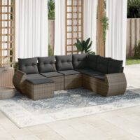 Sofasæt Til Haven 7 Dele Med Hynder Polyrattan – Grå / Uden bord