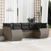 Sofasæt Til Haven 6 Dele Med Hynder Polyrattan – Grå