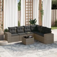 Sofasæt Til Haven 6 Dele Med Hynder Polyrattan – Grå / Med bord