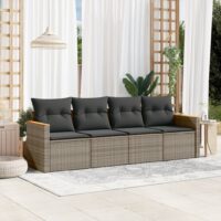 Sofasæt Til Haven 4 Dele Med Hynder Polyrattan – Grå / Uden bord