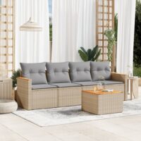 Sofasæt Til Haven 4 Dele Med Hynder Polyrattan – Blandet beige / Med bord