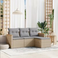 Sofasæt Til Haven 4 Dele Med Hynder Polyrattan – Blandet beige / Uden bord