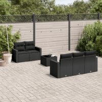 Sofasæt Til Haven 6 Dele Med Hynder Polyrattan – Sort