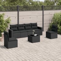 Sofasæt Til Haven 6 Dele Med Hynder Polyrattan – Sort / Med bord