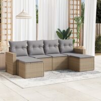 Sofasæt Til Haven 6 Dele Med Hynder Polyrattan – beige og grå / Uden bord